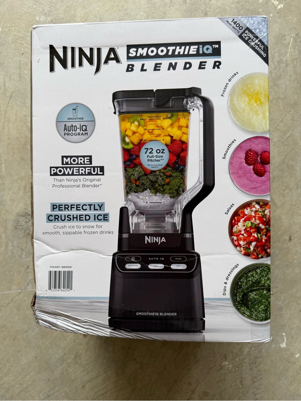 Ninja Smoothie iQ Blender White Box with Colorful Drink Images